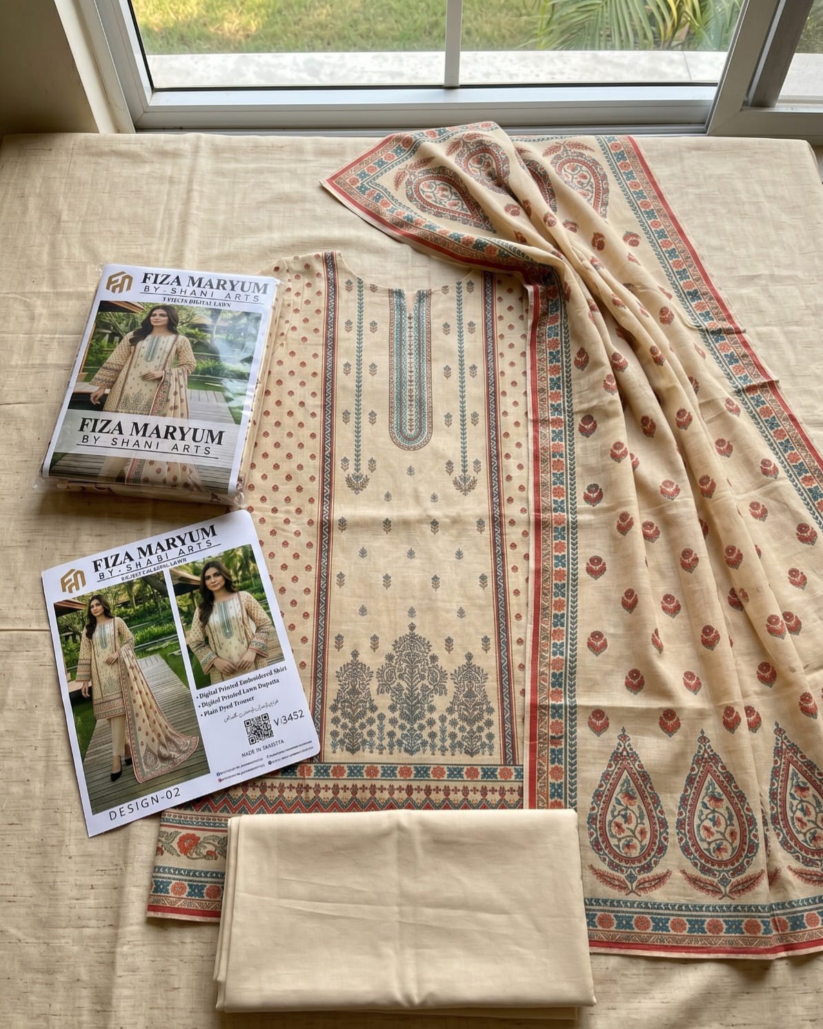 3 Pieces Digital Lawn Suit