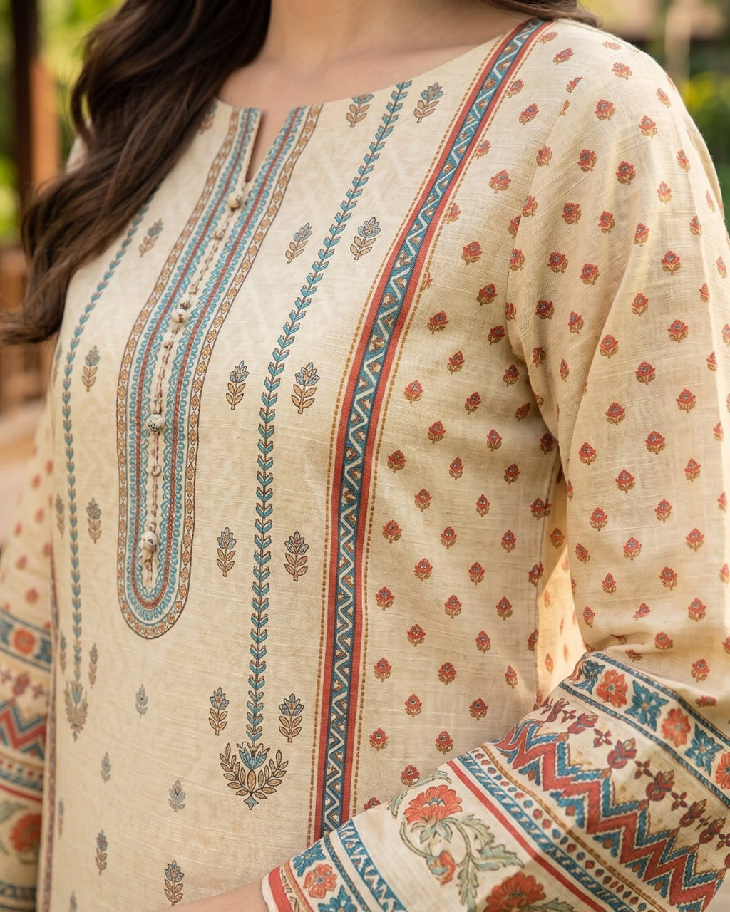 3 Pieces Digital Lawn Suit